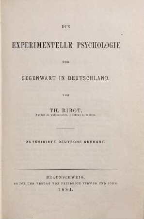 Die experimentelle Psychologie der Gegenwart in Deutschland