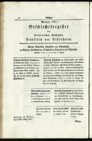 Geschlechtsregister.
