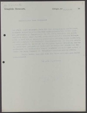 Nr. 5: Brief von Karl Schwarzschild an Hendrik A. Lorentz, Göttingen, 15.7.1907