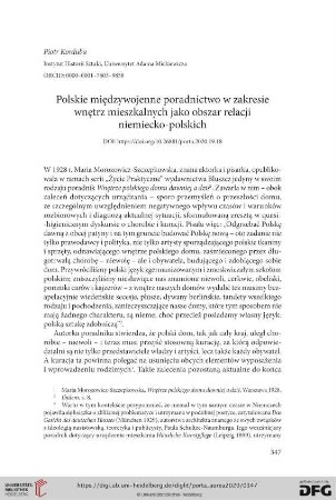 Polskie międzywojenne poradnictwo w zakresie wnętrz mieszkalnych jako obszar relacji niemiecko‑polskich