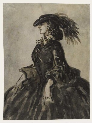 Dame mit Federhut