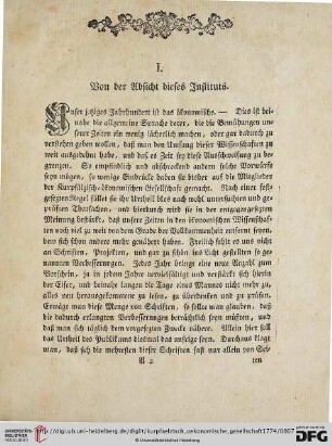 I. Von der Absicht dieses Instituts