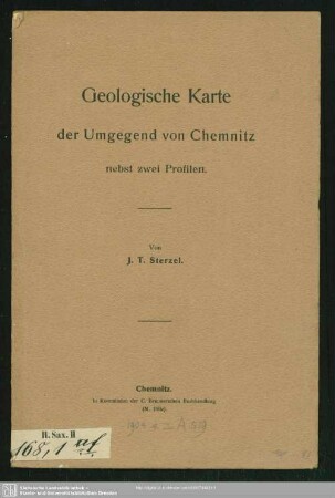 Geologische Karte der Umgegend von Chemnitz : nebst zwei Profilen