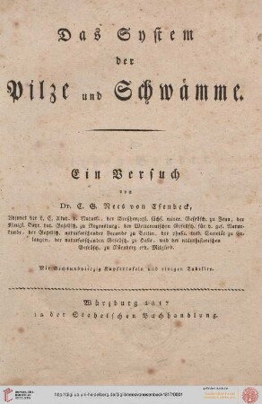 Das System der Pilze und Schwämme : ein Versuch