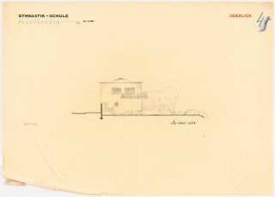 Gymnastikschule am See Monatskonkurrenz Dezember 1932: Aufriss Südwestansicht 1:100; Maßstabsleiste