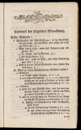 Entwurf der folgenden Abhandlung.