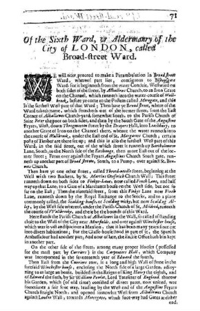 Of the Sixth Ward, or Aldermanry of the City of London, called Broad-street Ward