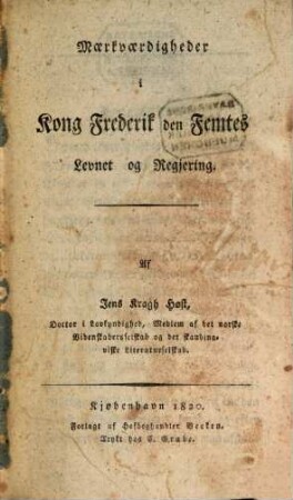 Maerkvaardigheder i Kong Frederik den Femtes Levart og Regjering