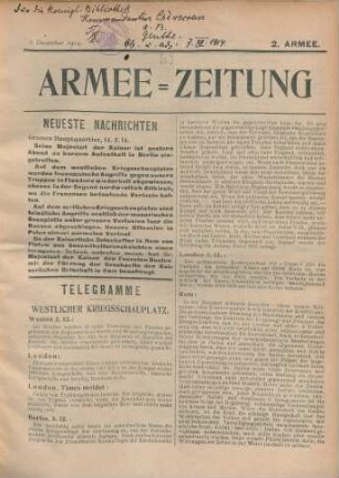 1.1914/15: Armee-Zeitung der 2. Armee