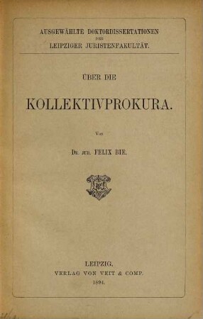 Über die Kollektivprokura