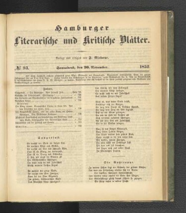 No. 93. 20. November 1852