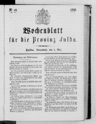Nr. 18, Ausgabe vom 1. Mai 1858