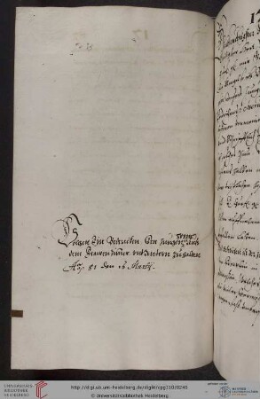Andreas Pancratius, Gutachten über die Erziehung des Kurprinzen