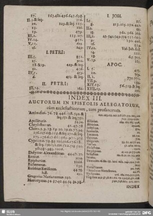 Index III. Auctorum In Epistolis Allegatorum, cùm ecclesiasticorum, tum profanorum