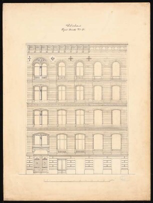 Wohnhäuser Ritterstraße 61-65, Berlin-Kreuzberg: Wohnhaus Knoblauch Nr. 62: Ansicht von der Ritterstraße 1:50