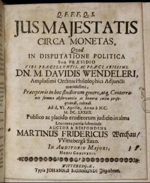 Ius Maiestatis Circa Monetas