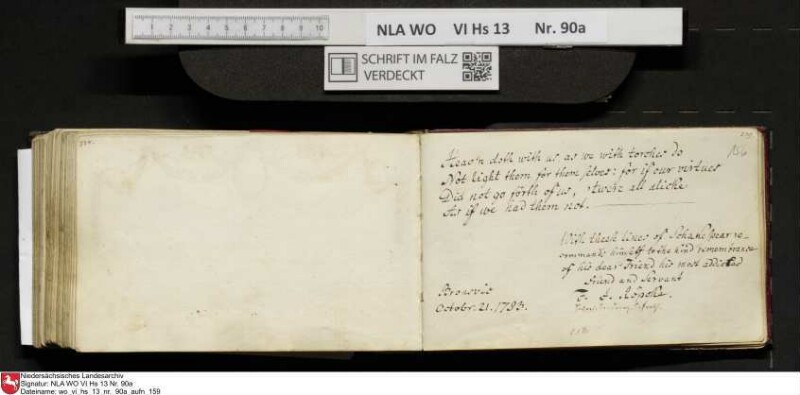 Stammbuch des Ernst Philipp Ludwig Zellmann (1763-1795) aus
                           Braunschweig