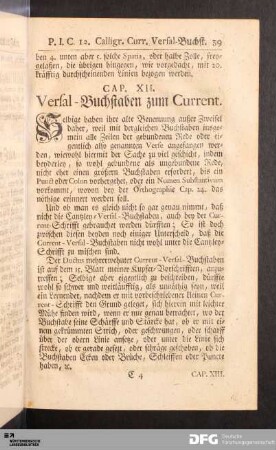 Cap. XII. Versal-Buchstaben zum Current.