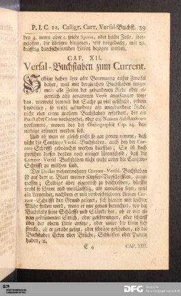 Cap. XII. Versal-Buchstaben zum Current.
