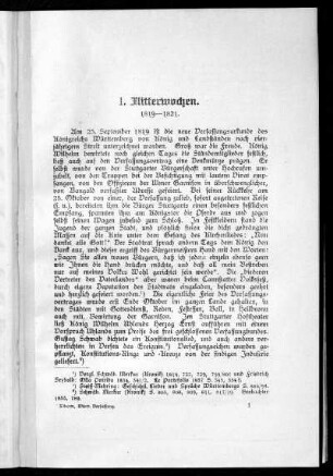 1. Flitterwochen. 1819-1821
