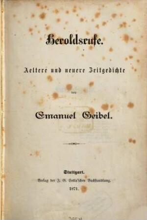 Heroldsrufe : Ältere und neuere Zeitgedichte