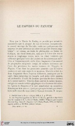 Le Papyrus du Fayoum