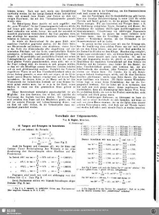Vorschule der Trigonometrie (6. Fortsetzung)