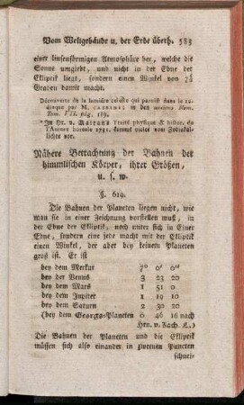 Nähere Betrachtung der Bahnen der himmlischen Körper, ihrer Größen, u.s.w.