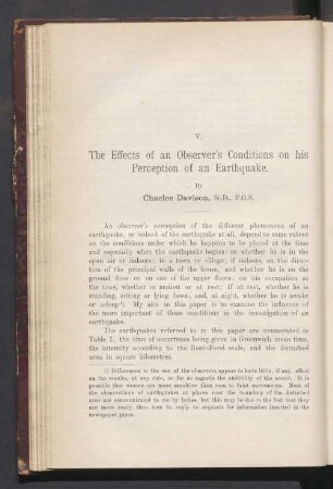 V. The Effects of an Observer's Conditions on his Perception of an Earthquake