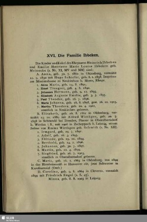 XVI. Die Familie Ibbeken