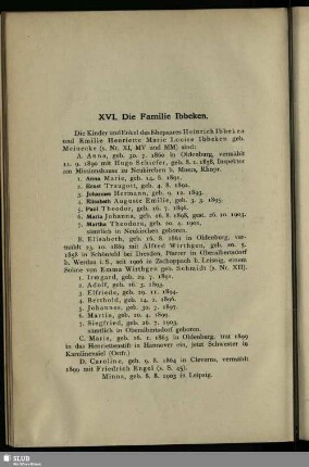 XVI. Die Familie Ibbeken