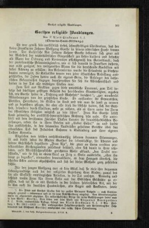 Goethes religiöse Wandlungen