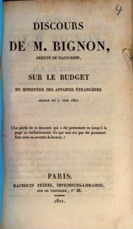 Discours sur le budget du ministère des affaires étrangères : Séance du 7. juin 1821