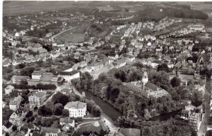 Luftbild: Residenzschloss Detmold. Ansichtskarte. um 1967. Stadtarchiv Detmold BA Nr. 3733