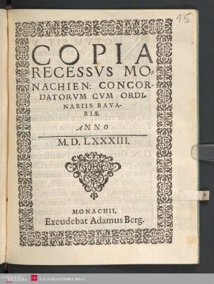 Copia recessus Monachien : concordatorum cum ordinariis Bavariae