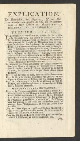 Explication. Du Frontispice, des Vignettes, & des Culs-de-Lampe ...