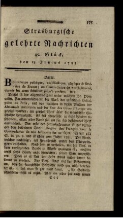 49. Stück, den 18. Junius 1783.