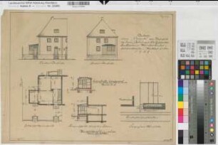 Münster (Münster) Verandaanbau Wohnhaus Form Gröninger, Kinderhauser Straße Grundriß, Ansicht, Schnitt, Lageplan 1929 1 : 100/500 40 x 51 Zeichnung Westfälische Heimstätte Wohnungsgesellschaft Münsterland