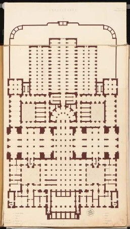 Landesbibliothek Berlin Schinkelwettbewerb 1875: Grundriss Erdgeschoss; Maßstabsleiste