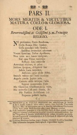 Pars II. Mors meritis & virtutibus matura coelo & gloriosa.
