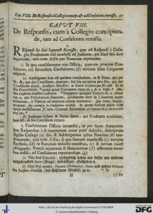 Caput VIII. De Responsis, cum à Collegio concipiendis, tum ad Consulentes remissis.