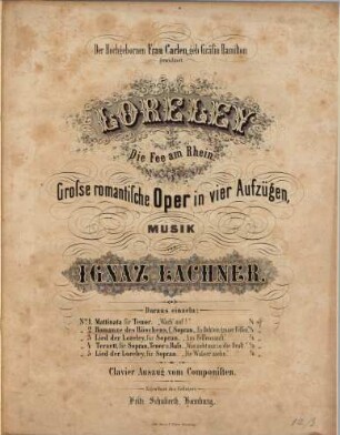 Loreley : die Fee am Rhein ; große romantische Oper in vier Aufzügen. 2, Romanze des Röschens : f. Sopran ; Es steht ein grauer Felsen