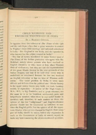CHILD MARRIAGE AND ENFORCED WIDOWHOOD IN INDIA. BY A BRAHMIN OFFICIAL