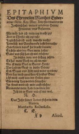 Epitaphium des Ehrnvesten Matthes Enderleins ...