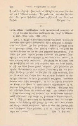 630 [Rezension] Compendium repetitorium theologiae dogmaticae; 2. Aufl.