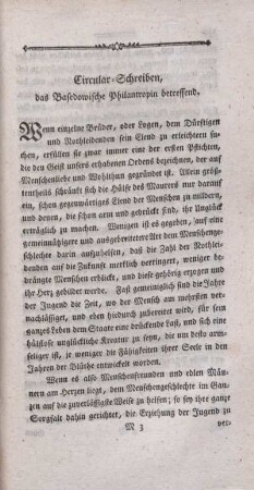 Circular-Schreiben das Basedowische Philantropin betreffend.