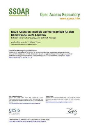 Issue-Attention: mediale Aufmerksamkeit für den Klimawandel in 26 Ländern