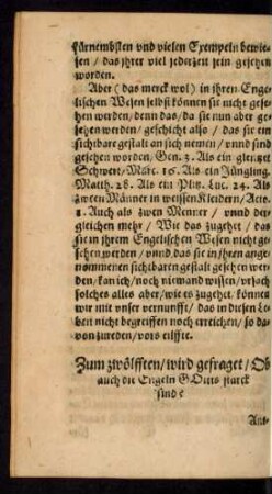 Zum zwölfften/ wird gefraget/ Ob auch die Engeln Gottes starck sind?