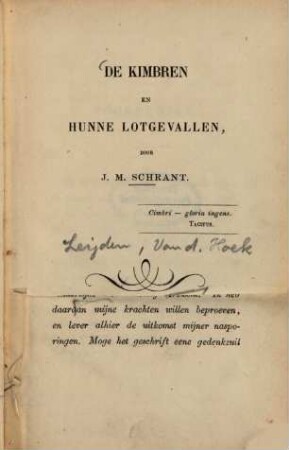 De Kimbren en hunne lotgevallen, door J. M. Schrant