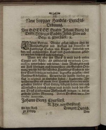 II. Neue Leipziger Handels-Gerichts Ordnung.